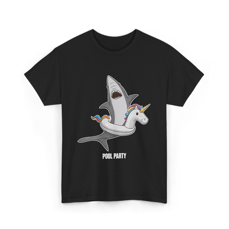 Pool Party Shark Unicorn T-Shirt - Black