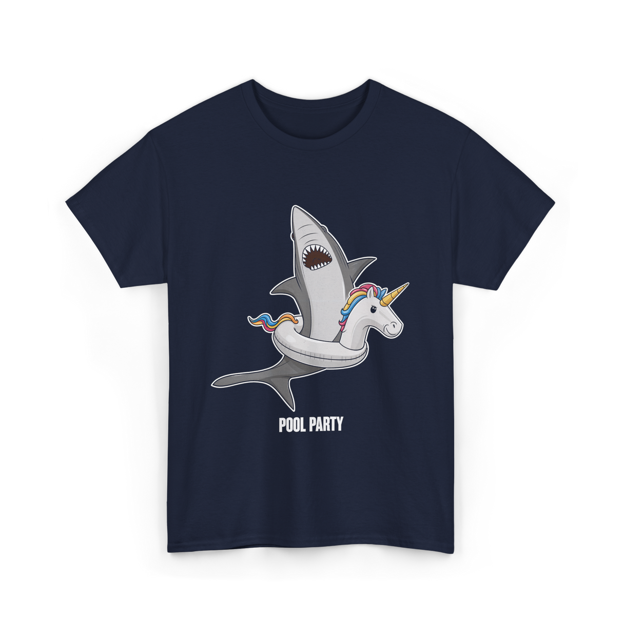 Pool Party Shark Unicorn T-Shirt - Navy