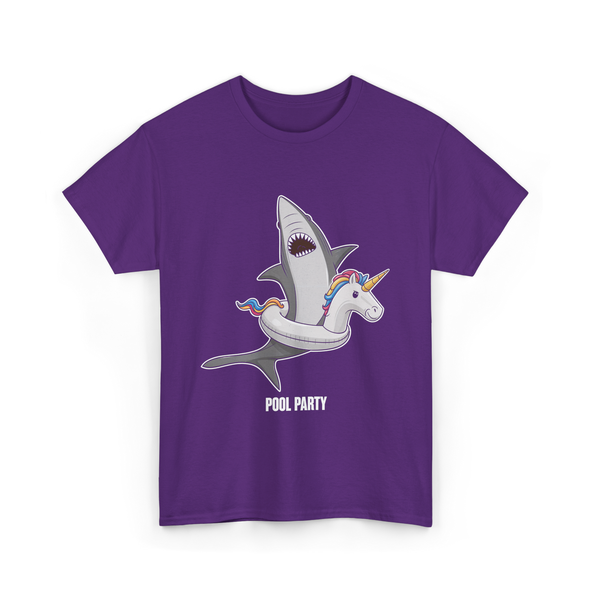 Pool Party Shark Unicorn T-Shirt - Purple