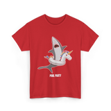 Pool Party Shark Unicorn T-Shirt - Red