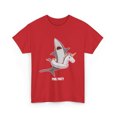 Pool Party Shark Unicorn T-Shirt - Red