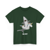 Pool Party Shark Unicorn T-Shirt - Forest Green