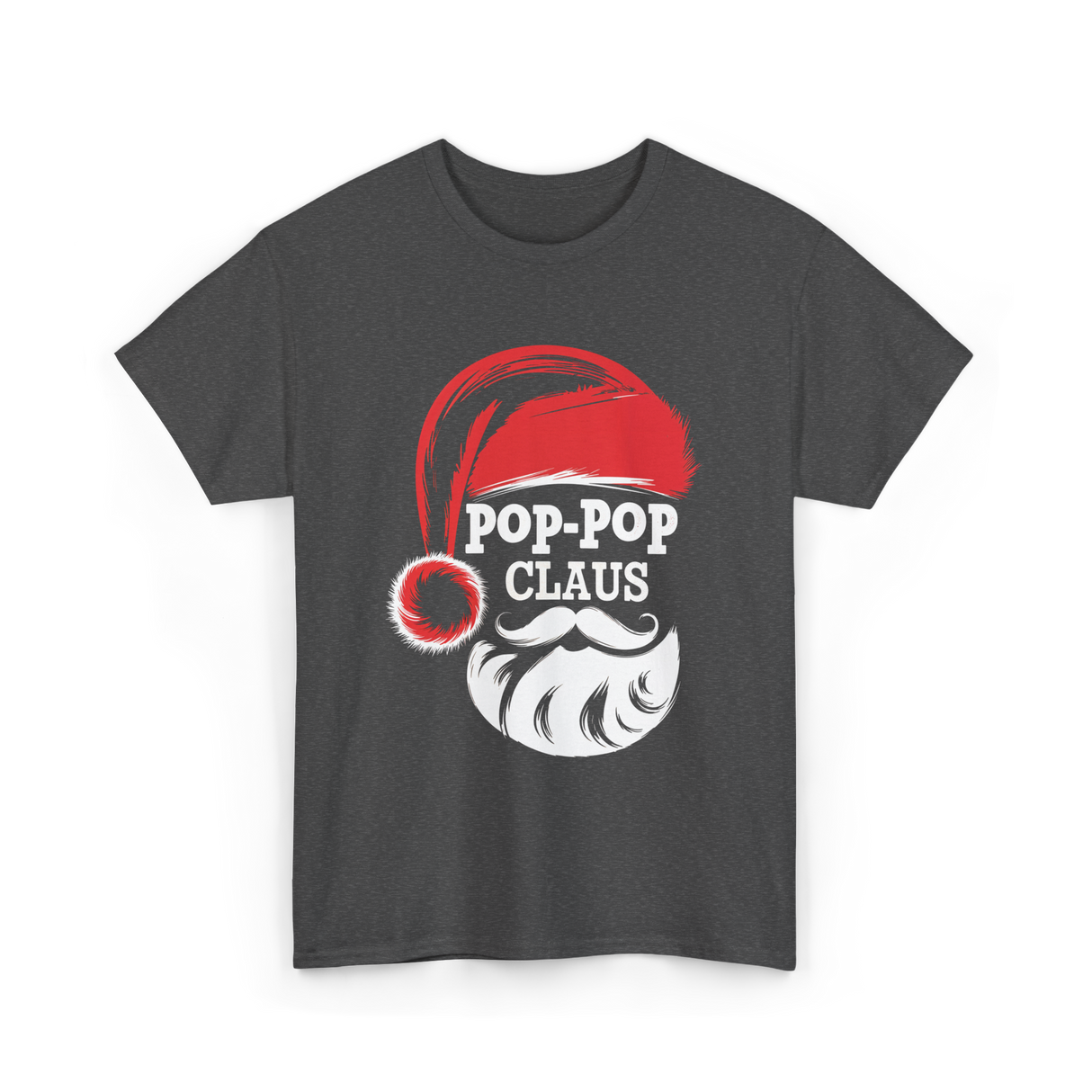 Pop-Pop Claus Christmas Grandpa T-Shirt - Dark Heather