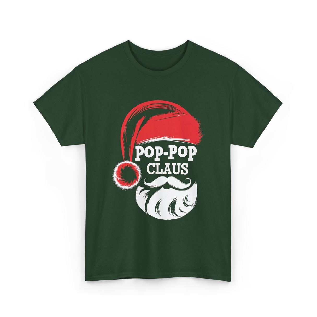 Pop-Pop Claus Christmas Grandpa T-Shirt - Forest Green