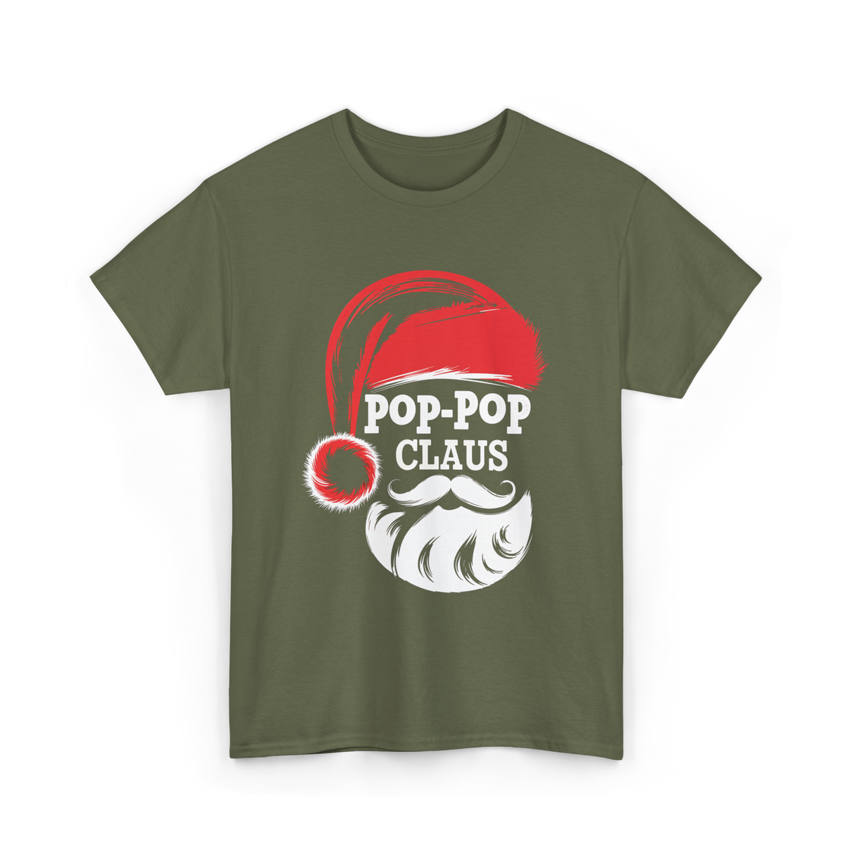 Pop-Pop Claus Christmas Grandpa T-Shirt - Military Green