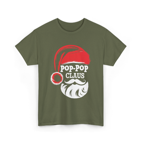 Pop-Pop Claus Christmas Grandpa T-Shirt - Military Green