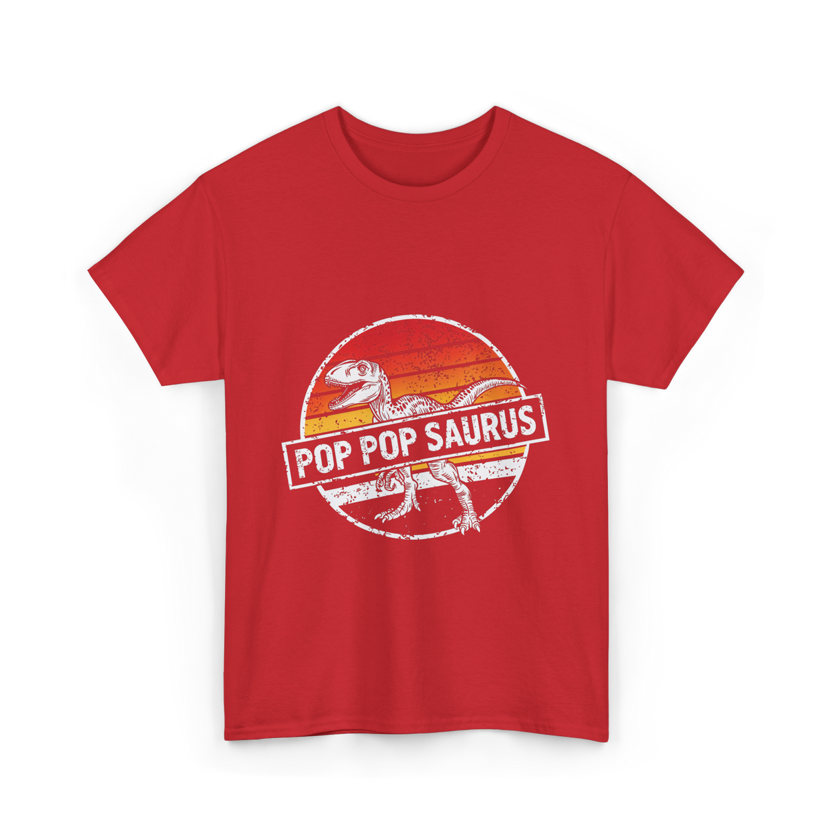 Pop Pop Saurus Dinosaur T-Shirt - Red