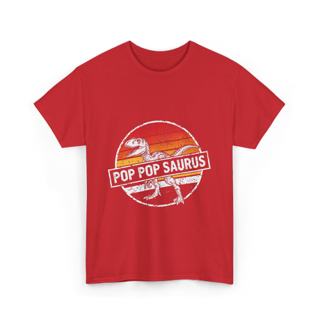 Pop Pop Saurus Dinosaur T-Shirt - Red