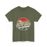 Pop Pop Saurus Dinosaur T-Shirt - Military Green