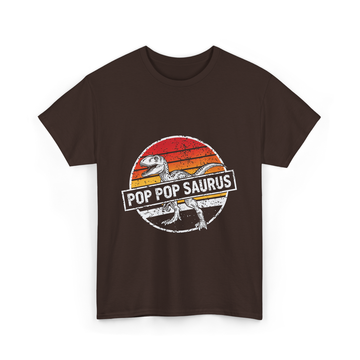 Pop Pop Saurus Dinosaur T-Shirt - Dark Chocolate