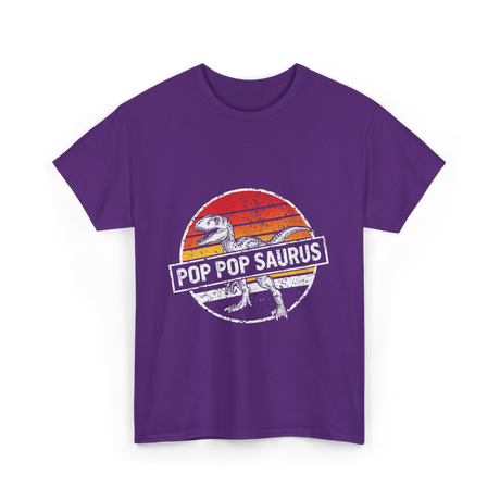 Pop Pop Saurus Dinosaur T-Shirt - Purple