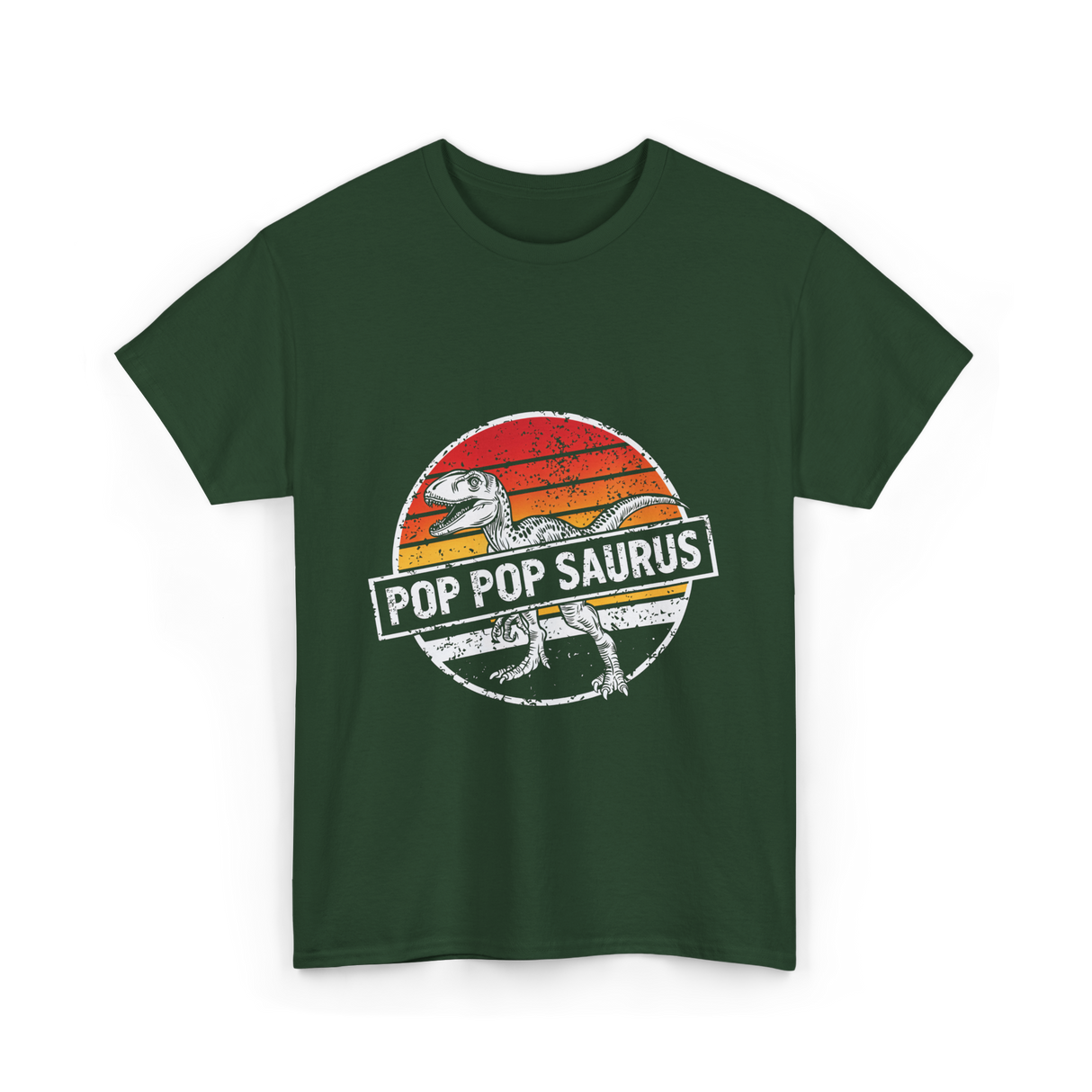 Pop Pop Saurus Dinosaur T-Shirt - Forest Green