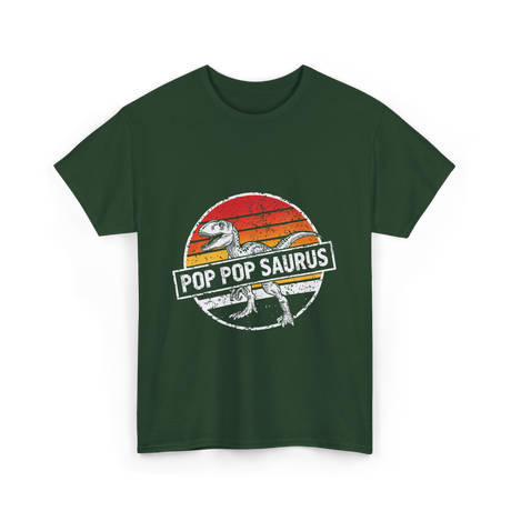 Pop Pop Saurus Dinosaur T-Shirt - Forest Green