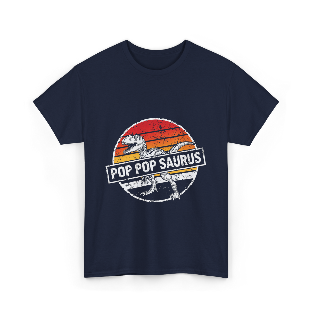 Pop Pop Saurus Dinosaur T-Shirt - Navy