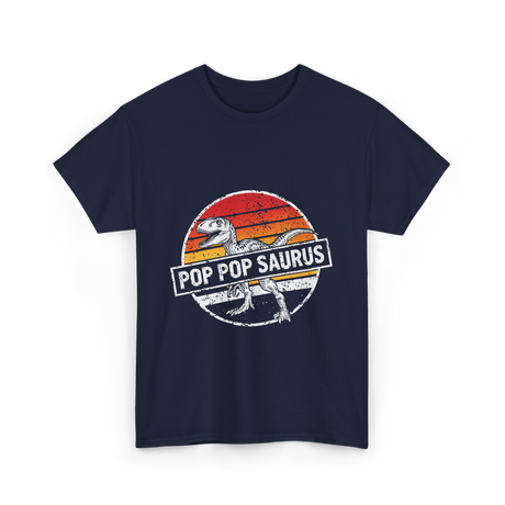 Pop Pop Saurus Dinosaur T-Shirt - Navy