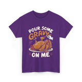 Pour Some Gravy Thanksgiving Turkey T-Shirt - Purple