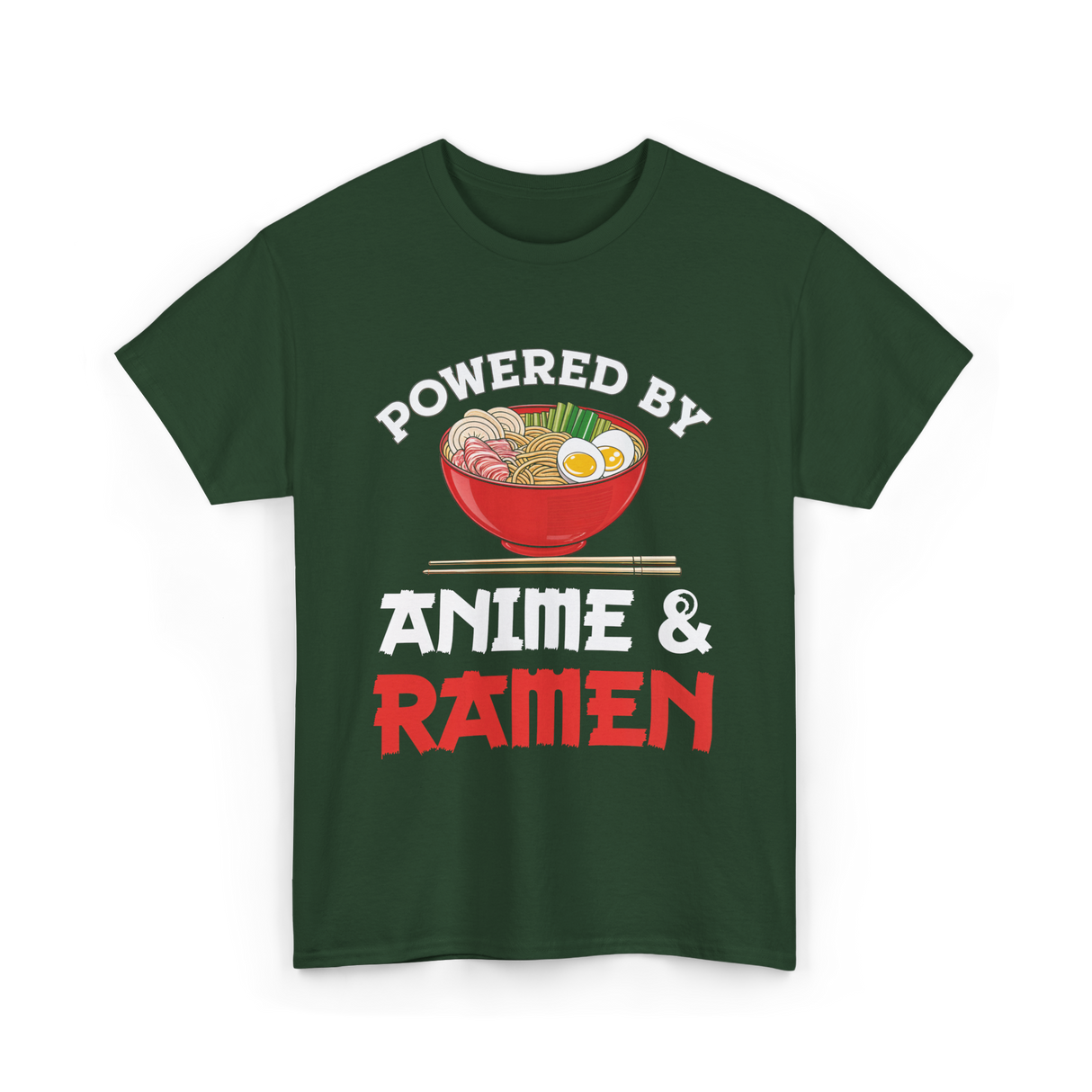 Powered by Anime Ramen T-Shirt - Forest Green