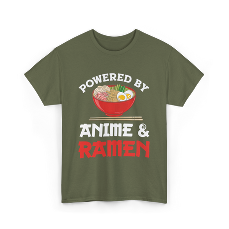 Powered by Anime Ramen T-Shirt - Military Green