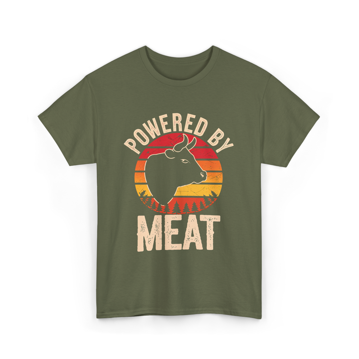 Powered By Meat Carnivore T-Shirt - Military Green