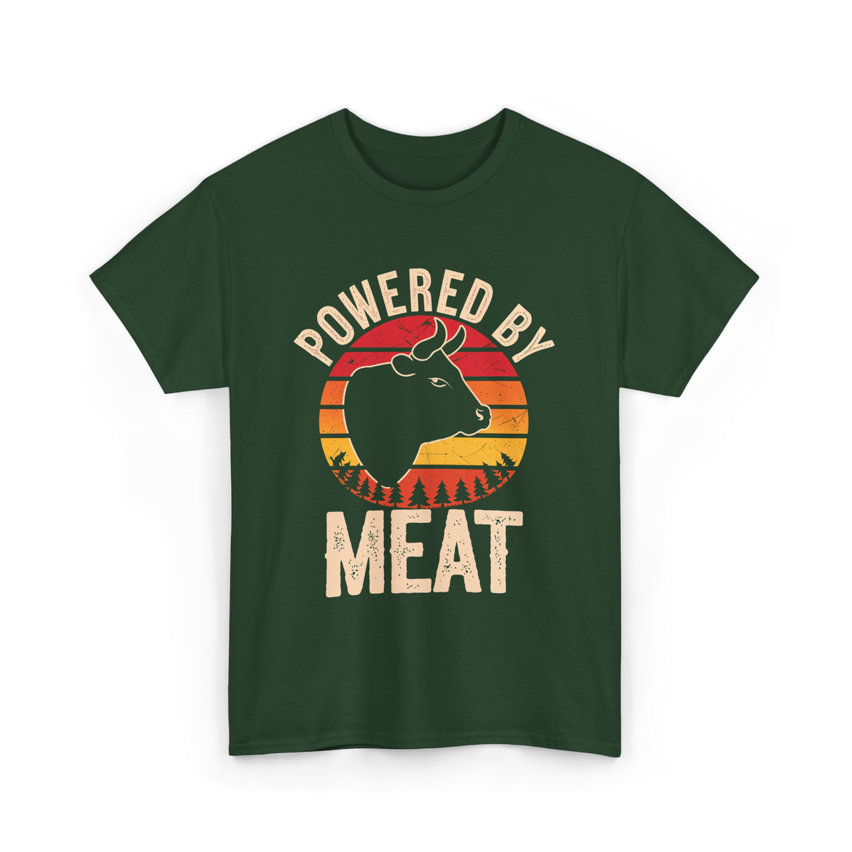 Powered By Meat Carnivore T-Shirt - Forest Green