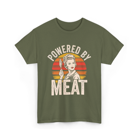 Powered By Meat Carnivore Woman T-Shirt - Military Green