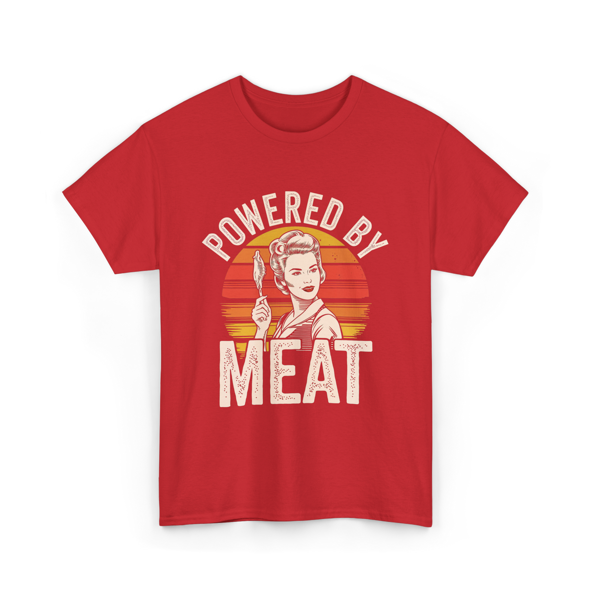 Powered By Meat Carnivore Woman T-Shirt - Red