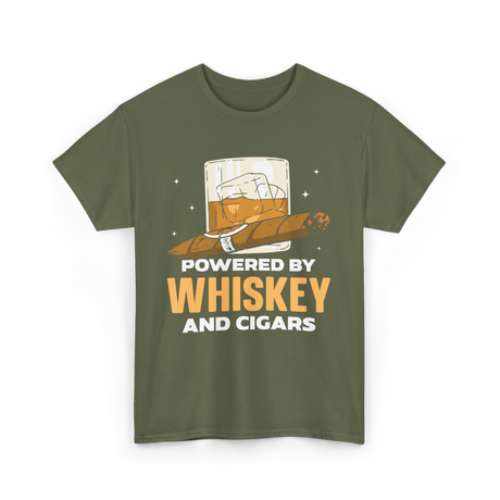 Powered By Whiskey Cigars T-Shirt - Military Green