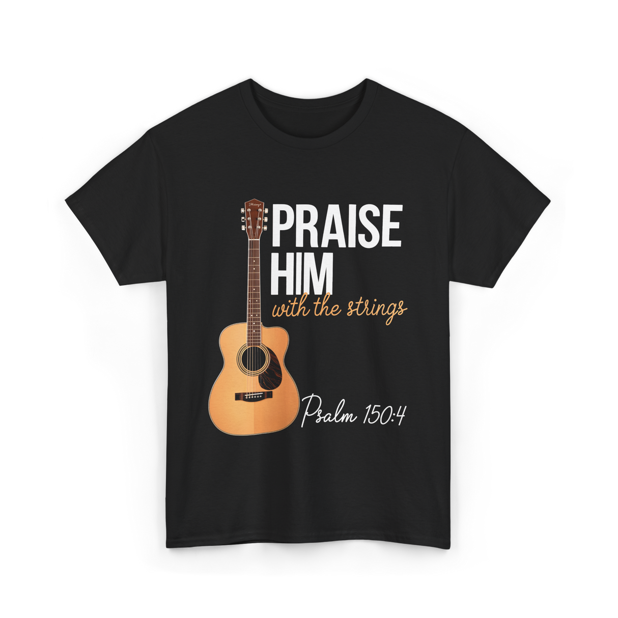 Praise Him With Strings Christian T-Shirt - Black