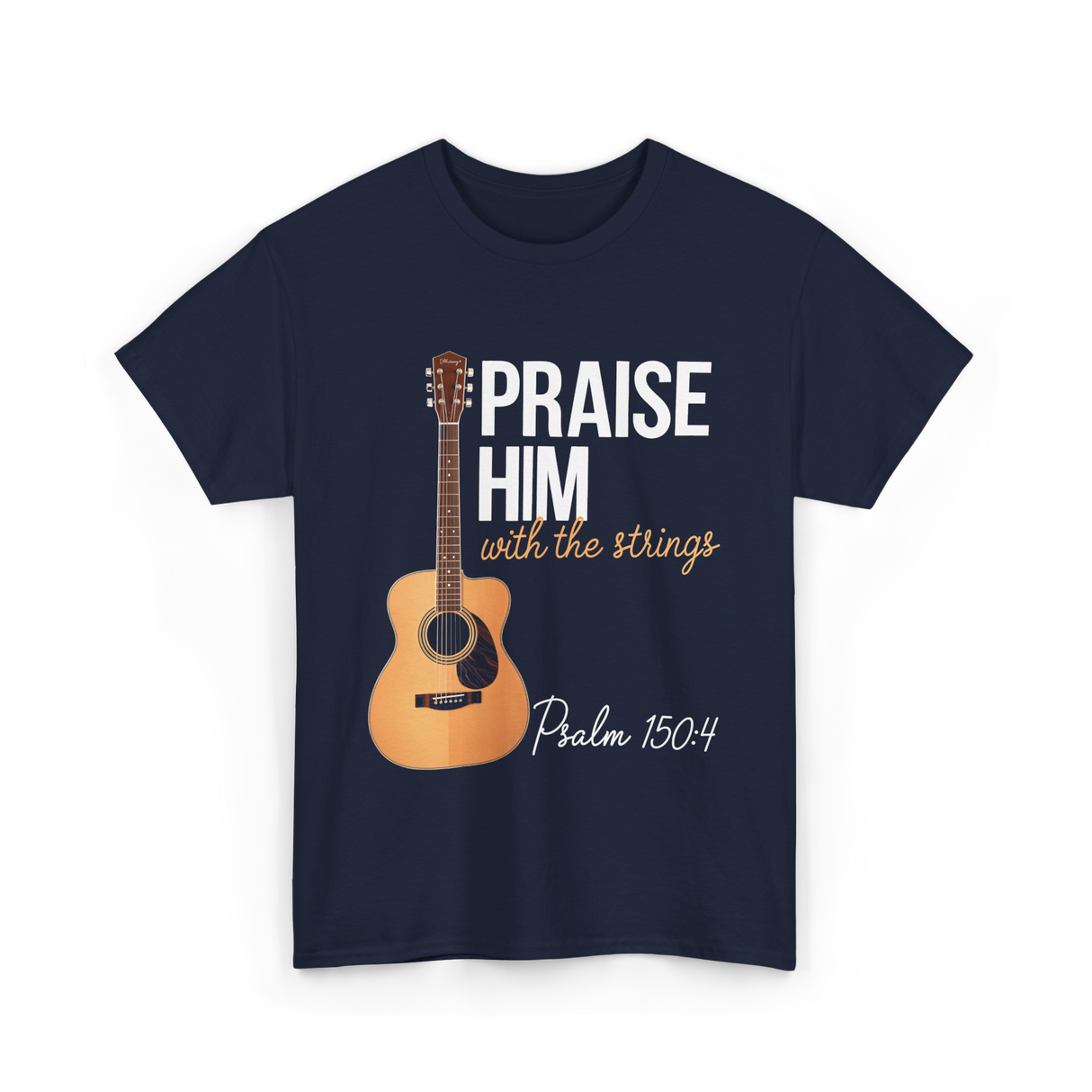 Praise Him With Strings Christian T-Shirt - Navy