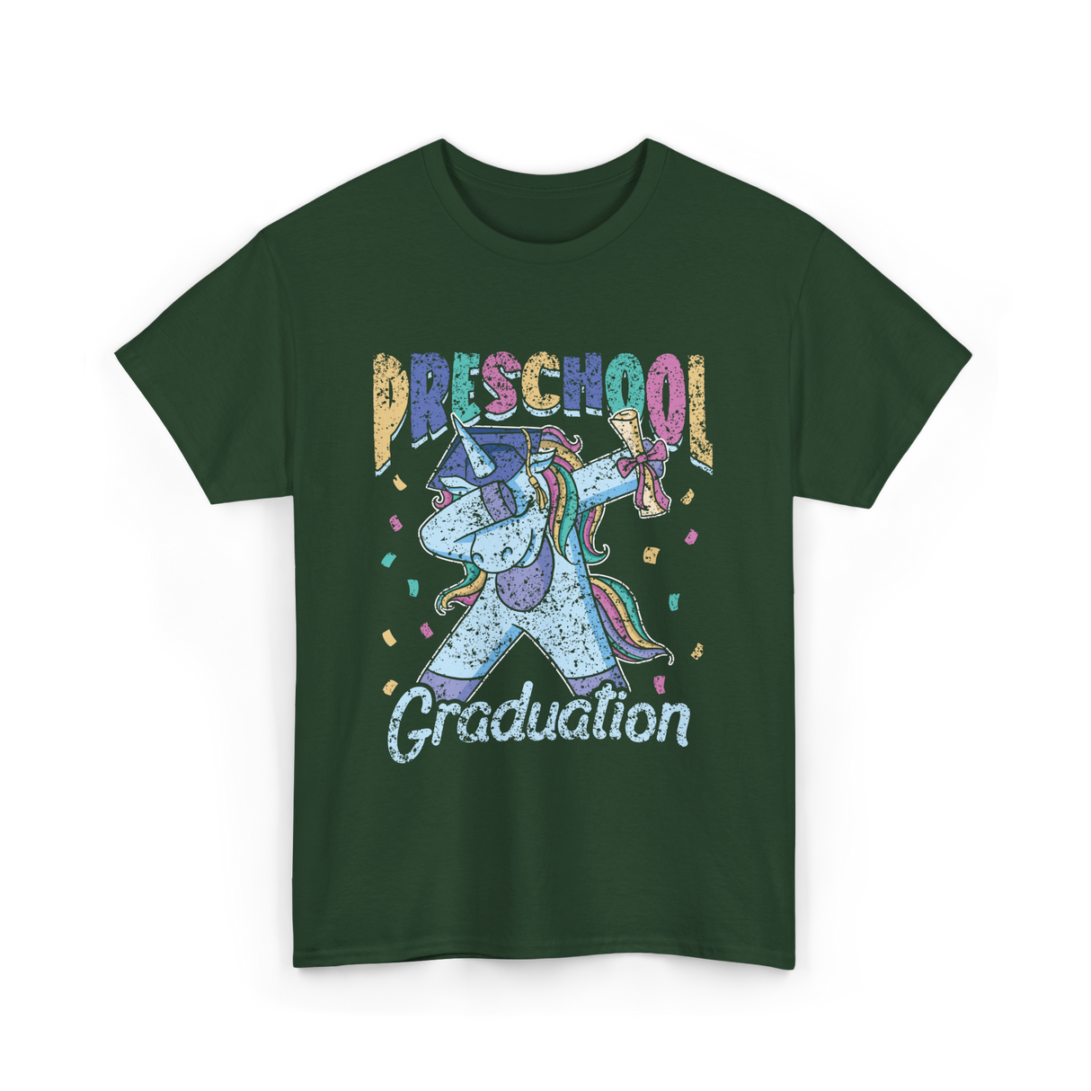 Preschool Graduation Unicorn T-Shirt - Forest Green