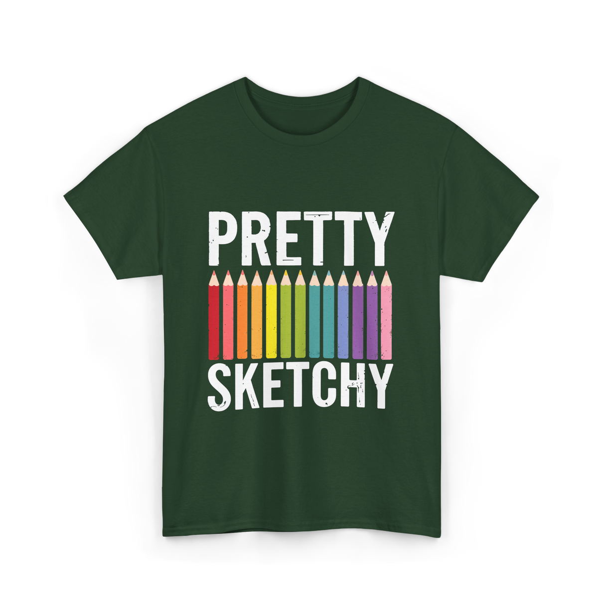 Pretty Sketchy Art Lovers T-Shirt - Forest Green