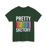 Pretty Sketchy Art Lovers T-Shirt - Forest Green