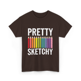 Pretty Sketchy Art Lovers T-Shirt - Dark Chocolate