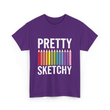 Pretty Sketchy Art Lovers T-Shirt - Purple