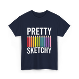 Pretty Sketchy Art Lovers T-Shirt - Navy