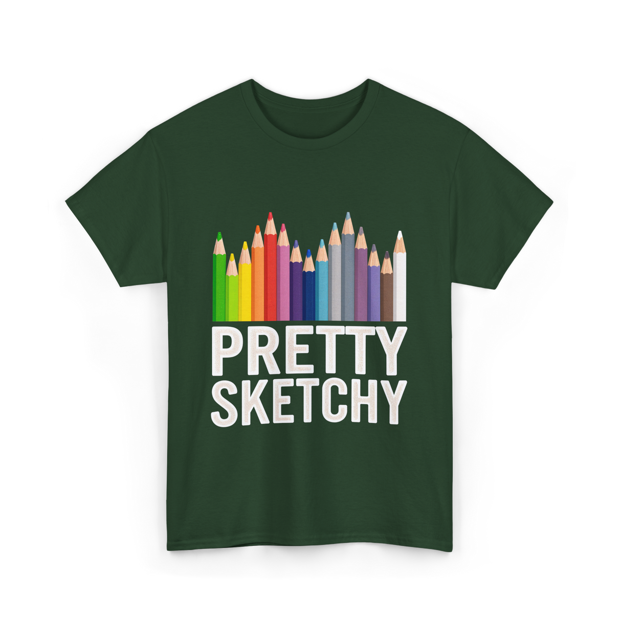 Pretty Sketchy Artist Sketching T-Shirt - Forest Green
