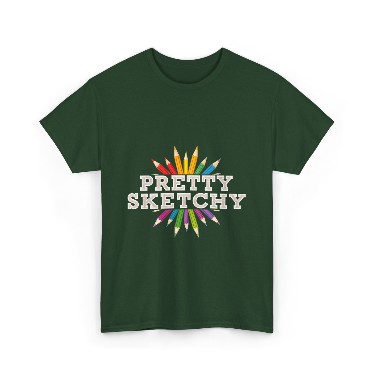 Pretty Sketchy Sketching Artist T-Shirt - Forest Green