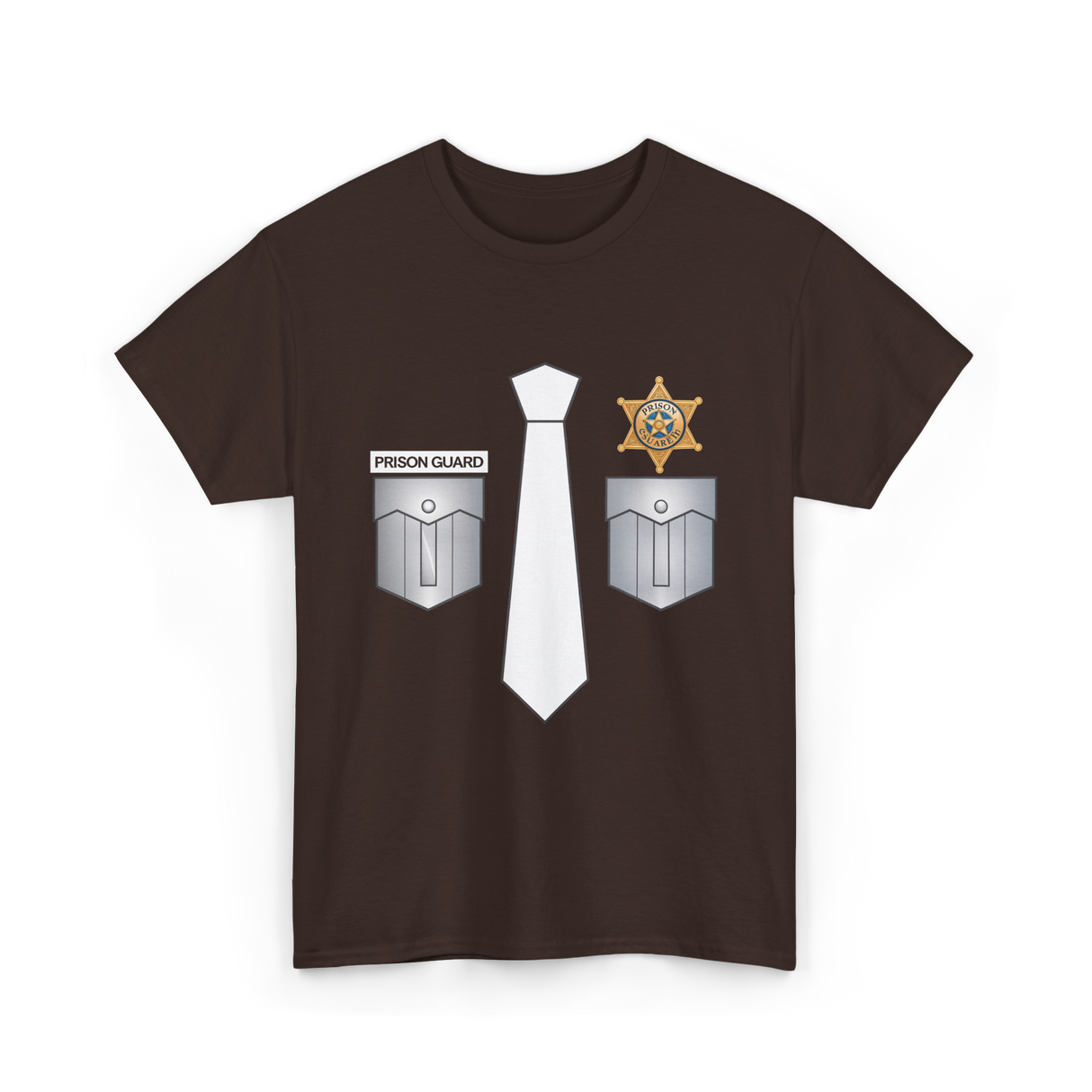 Prison Guard Costume Officer T-Shirt - Dark Chocolate