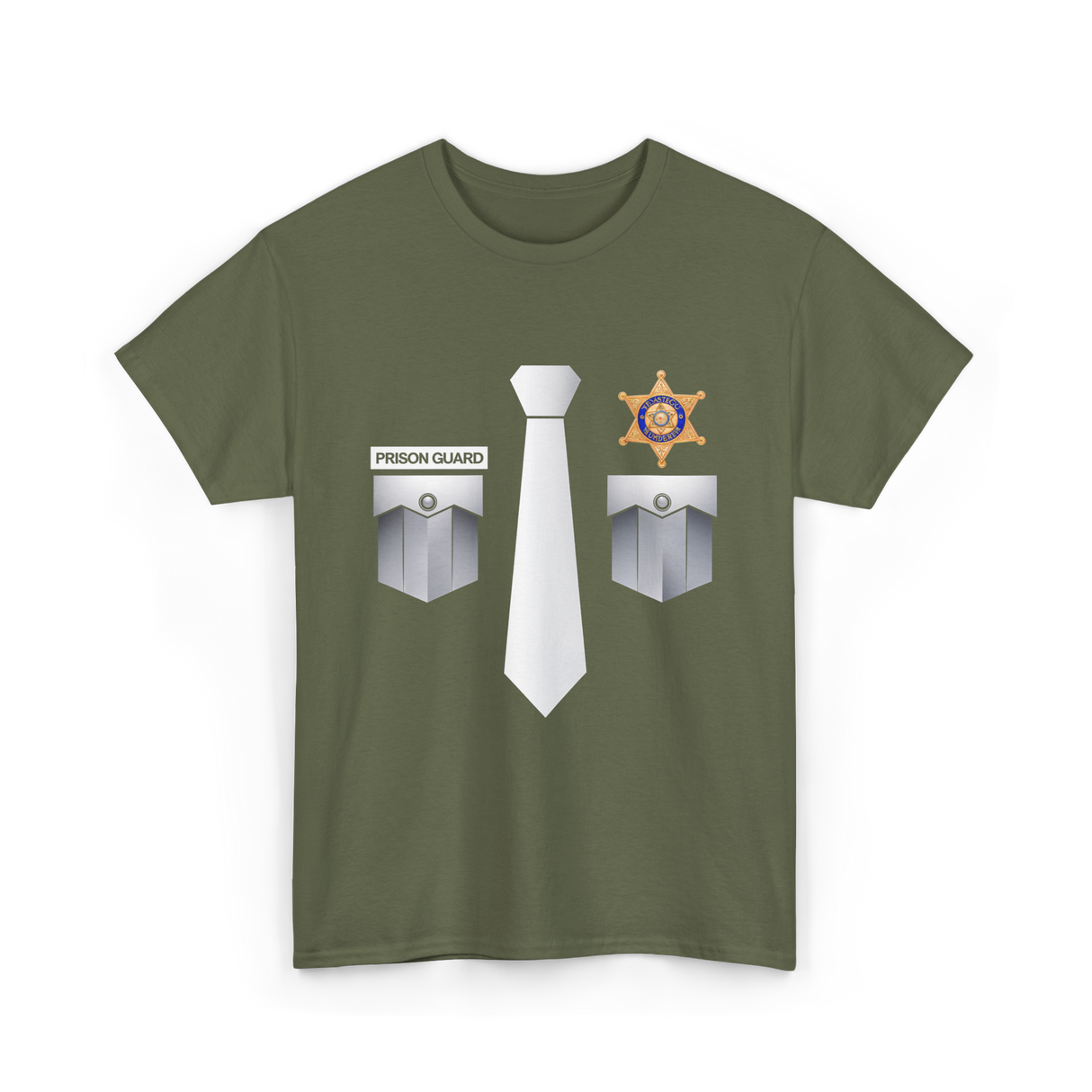 Prison Guard Police Officer T-Shirt - Military Green