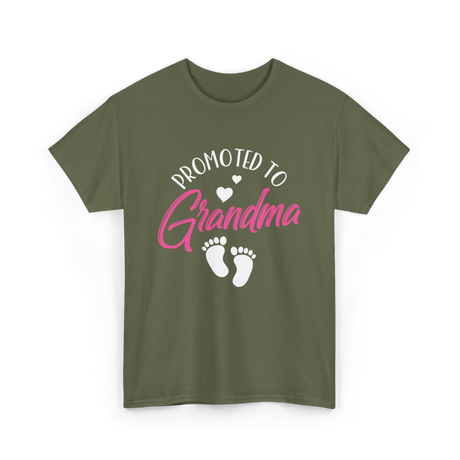 Promoted To Grandma Grandparent T-Shirt - Military Green