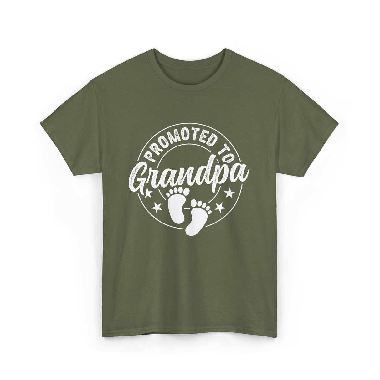 Promoted To Grandpa Grandparent T-Shirt - Military Green