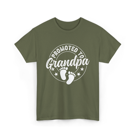 Promoted To Grandpa Grandparent T-Shirt - Military Green