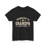 Promoted to Grandpa Grandparents Announcement T-Shirt - Black