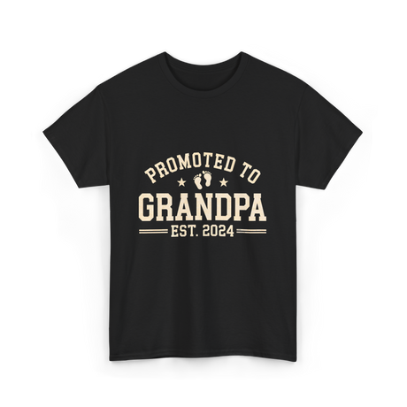 Promoted to Grandpa Grandparents Announcement T-Shirt - Black