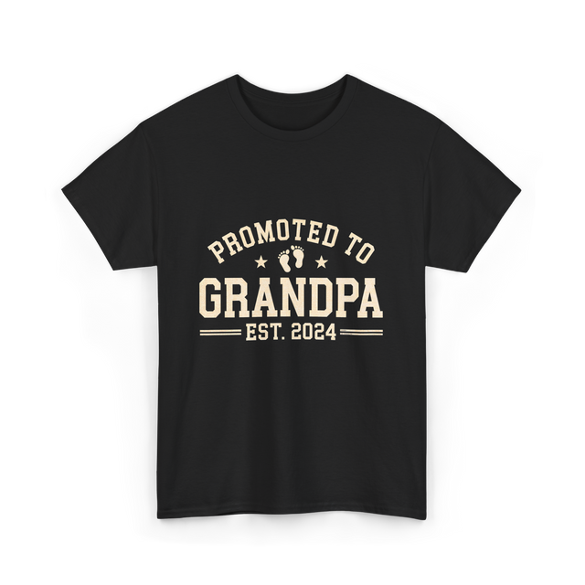 Promoted to Grandpa Grandparents Announcement T-Shirt - Black