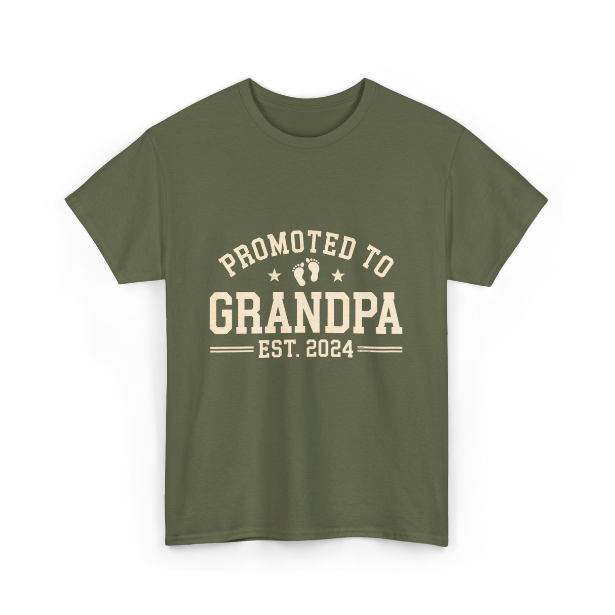 Promoted to Grandpa Grandparents Announcement T-Shirt - Military Green