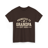 Promoted to Grandpa Grandparents Announcement T-Shirt - Dark Chocolate