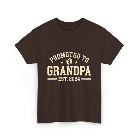 Promoted to Grandpa Grandparents Announcement T-Shirt - Dark Chocolate