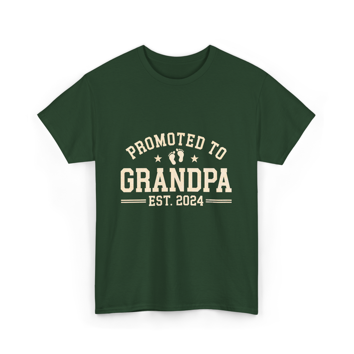 Promoted to Grandpa Grandparents Announcement T-Shirt - Forest Green