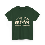 Promoted to Grandpa Grandparents Announcement T-Shirt - Forest Green